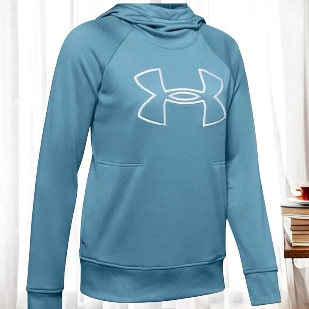 Women’s Under Armour Large Light Blue Cold Gear Loose Fit Hooded Sweatshirt.